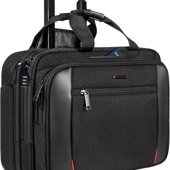 Rolling Briefcase Laptop Bag,17.3" Computer bag with wheels, Water Repellent Tra - Picture 1 of 7